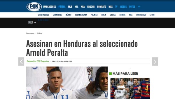 Asesinato de Arnold Peralta impacta en medios internacionales