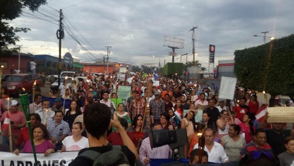 En Comayagua, la manifestación también se produjo el domingo.