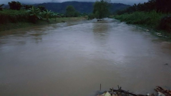 La señora Berta Lidia Romero (45) intentó cruzar esta quebrada en Tocoa, Colón, junto a otras cuatro personas, pero fue arrastrada por la corriente.