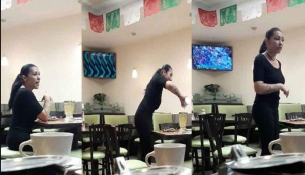 Video Viral: mujer pelea con su novio imaginario en un restaurante de México