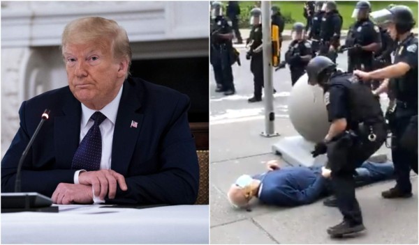 Trump alimenta teoría 'conspirativa' sobre manifestante de 75 años agredido por policía