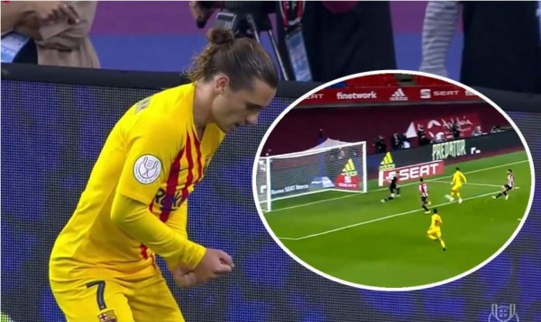 ¡Golazo! Conexión Messi-De Jong para que Griezmann abriera el marcador en la final de la Copa del Rey 2021
