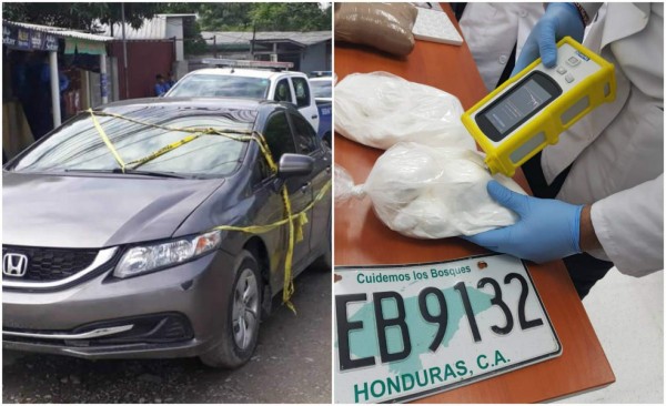 Cocaína hallada en vehículo perseguido está valorada en más de L 2 millones