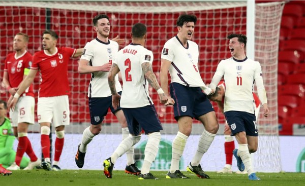 Inglaterra le ganó a Polonia en Wembley en la eliminatoria al Mundial de Qatar 2022.