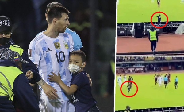 Messi y su tierno gesto con un niño que entró al campo al final del partido Venezuela-Argentina