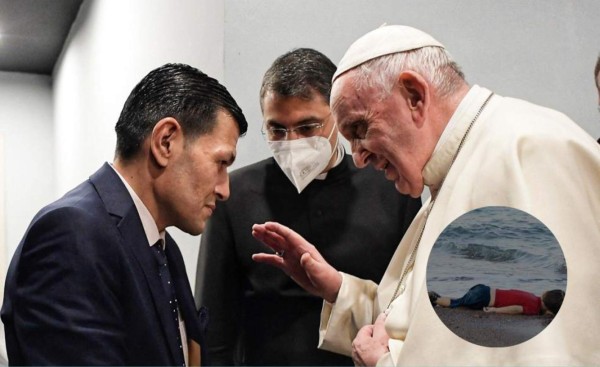 El papa Francisco se reúne en Irak con el padre de Alan Kurdi, niño sirio que murió ahogado en 2015