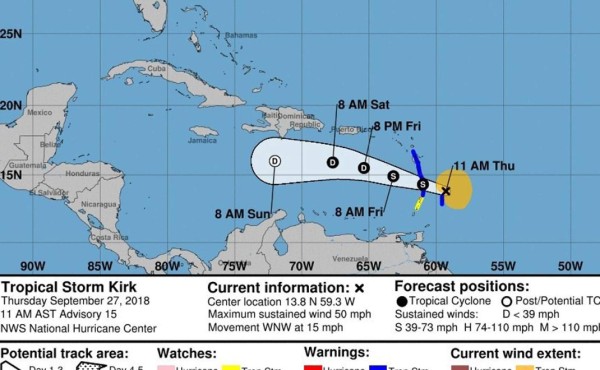 Kirk se mueve hacia el oeste y se debilitará el fin de semana