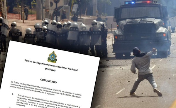 Fusina advierte que desalojará toda manifestación violenta en Honduras
