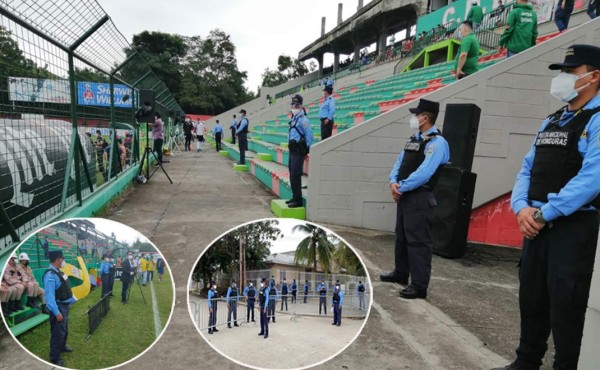 Unos 400 policías vigilan seguridad dentro y fuera del estadio por gran final Marathón-Olimpia