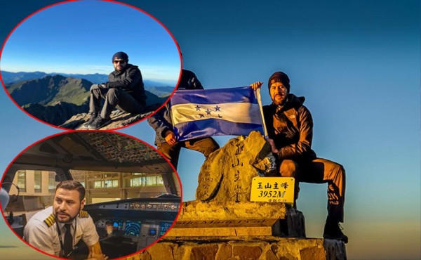 Piloto hondureño escala la montaña más alta de Taiwán y coloca la Bandera