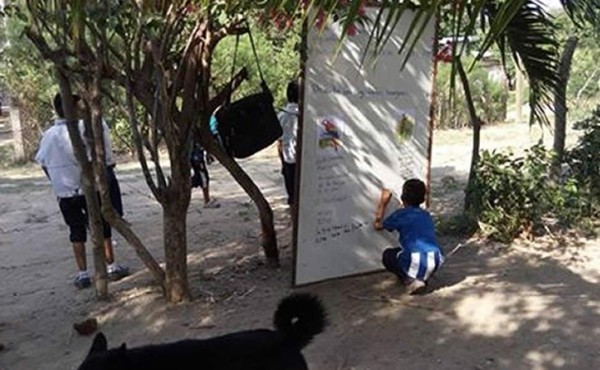 Precario: 120 niños reciben clases debajo de un árbol de mango