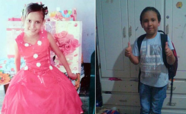 En vida, los niños hondureños Jennifer Ninet Gavarrete (11) y Carlos Daniel Aguilera (07).