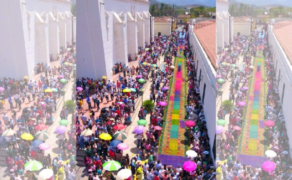 Vistosas alfombras impactan a turistas y feligreses en Comayagua