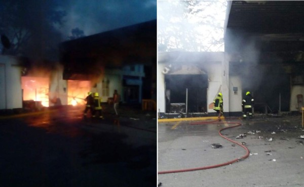 Incendio consume gasolinera en el norte de Honduras