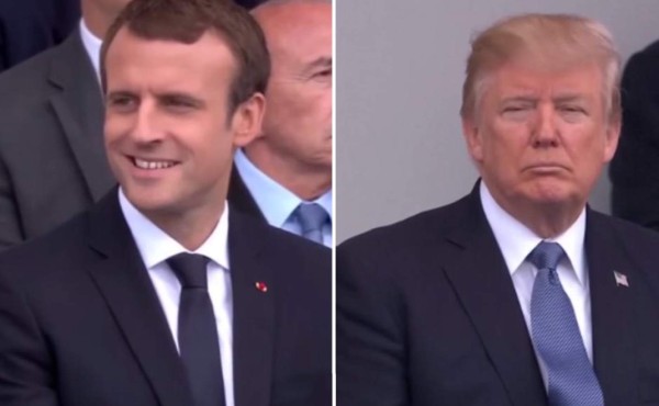 Los rostros de Macron y Trump tras canciones de Daft Punk en desfile militar