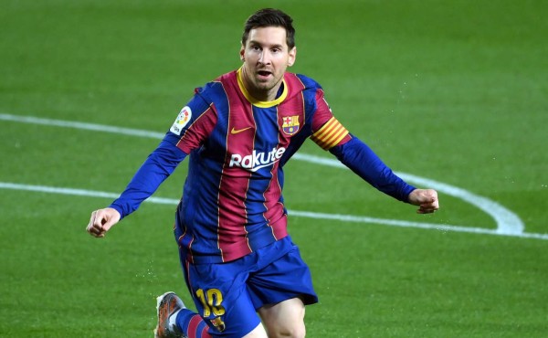 Lionel Messi celebrando su primer gol contra el Getafe. Foto AFP