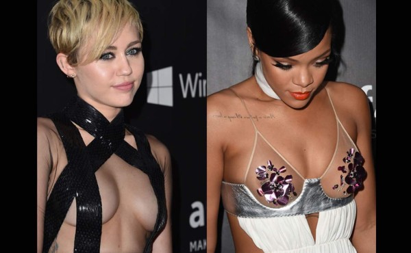 Miley y Rihanna en duelo de escotes