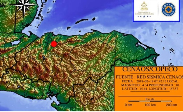 Un sismo de 4.3 grados sacude la zona norte de Honduras  