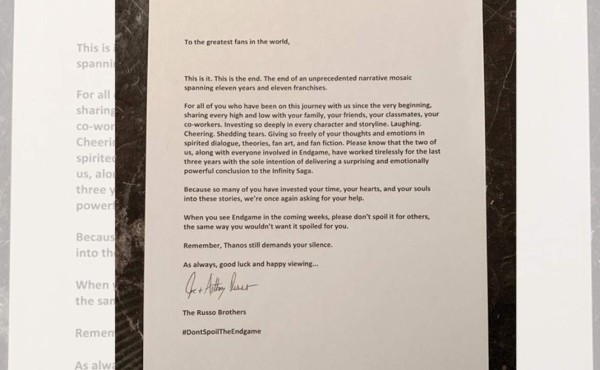 La carta que publicaron los hermanos Russo este lunes.