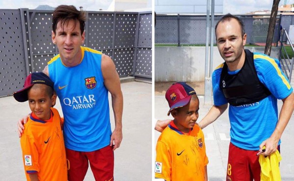 Niño hondureño cumple sueño de conocer a Messi y sus compañeros del Barça