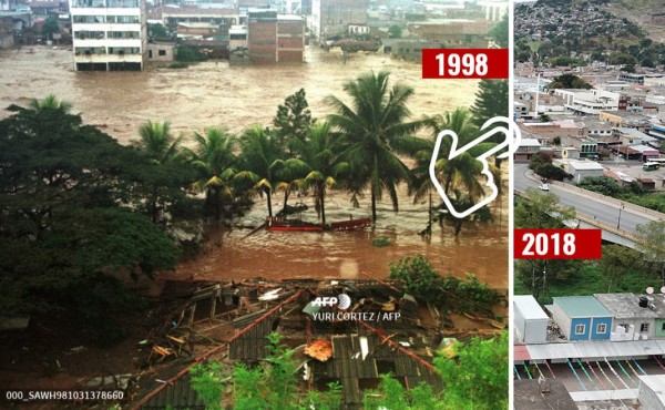 Río Choluteca, el antes y después de los daños provocados en el Mitch