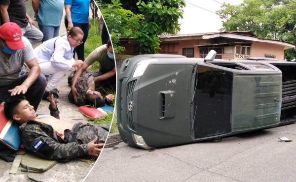 Dos policías militares lesionados tras chocar patrulla con un taxi