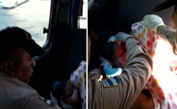 El momento cuando una mujer da a luz dentro de bus en Comayagua