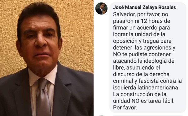 A 12 horas de firmar acuerdo, vuelven fricciones entre Mel Zelaya y Nasralla