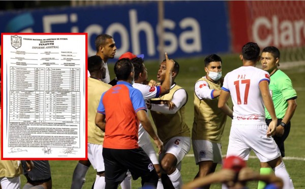 Lo que dice el acta arbitral de Armando Castro del relajo en la final Motagua-Olimpia: ¿Se olvidó de Pedro Troglio?