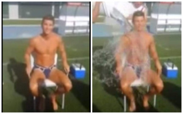 Cristiano Ronaldo cumple en calzoncillos el reto del 'Ice Bucket Challenge'