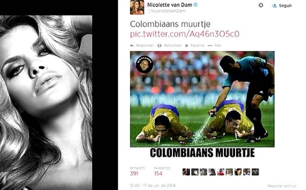 Actriz holandesa publica imagen ofensiva de futbolistas colombianos