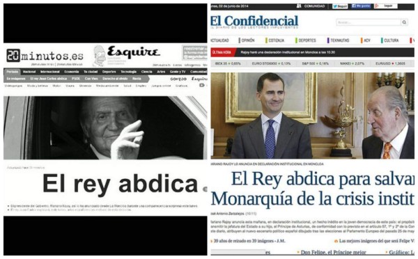 Prensa mundial resalta en sus portadas la abdicación del rey Juan Carlos