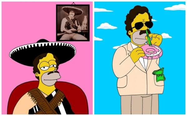 Convierten a Homero Simpson como El Chapo Guzmán y Pablo Escobar