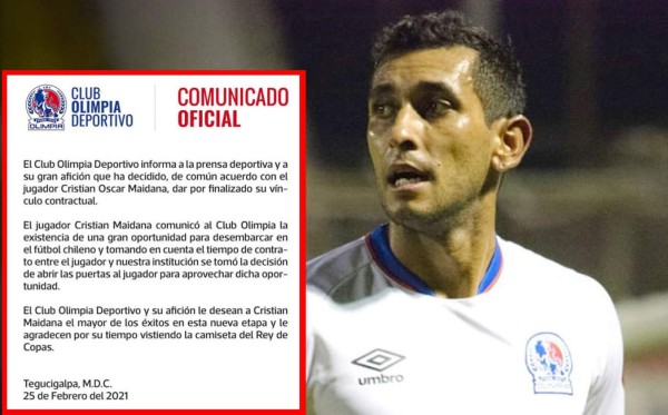 Olimpia sorprende y anuncia la salida de Cristian Maidana