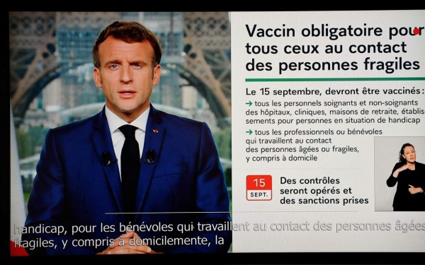 Francia exigirá desde agosto certificado de vacuna para ir a restaurantes