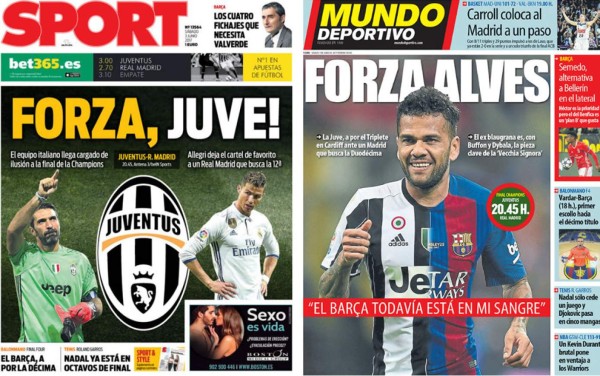 Las polémicas portadas de Sport y Mundo Deportivo apoyando a la Juventus ante Real Madrid