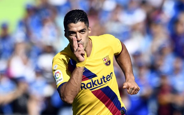 Luis Suárez celebrando su gol frente al Getafe. Foto AFP