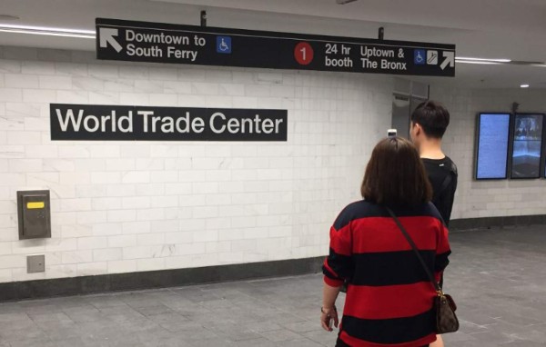 The World Trade Center - Cortlandt Street subway station is seen in New York, September 9, 2018, where just days before the anniversary of the September 11 attacks, trains are once again running through subway station buried when the Twin Towers fell 17 years ago.The Cortlandt stop reopened on Saturday on the Number One line in what The New York Times described as 'the last major piece in the city's quest to rebuild what was lost.' The station was under the World Trade Center, whose twin towers collapsed in flames after being struck by airliners commandeered by Al-Qaeda militants. / AFP PHOTO / Thomas URBAIN