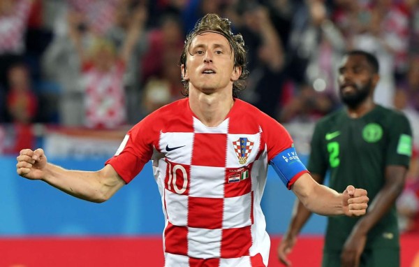 Luka Modric celebrando su gol con Croacia ante Nigeria. Foto AFP