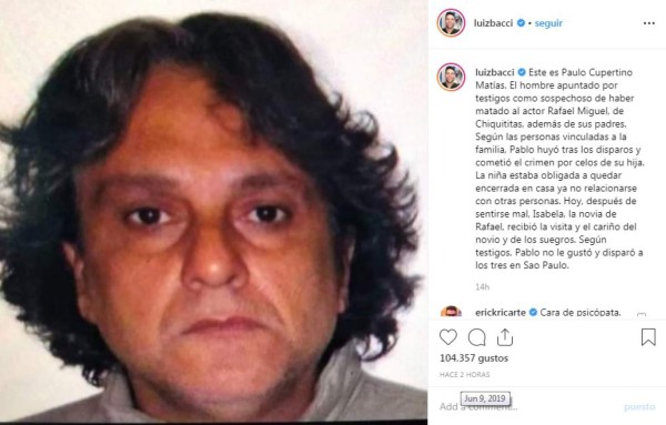 Asesinan a actor de telenovelas Rafael Miguel y a su familia