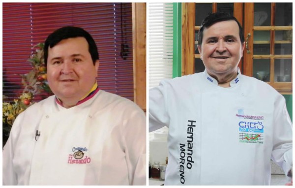 El antes y después del chef Hernando Moreno. Ha bajado 50 libras.