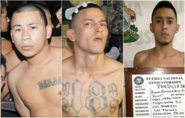 Rostros de David René Benítez, alias Hellboy, José Ramón Hernández, alias Inquieto y Aarón Alejandro Aguilar, alias Sufrido.