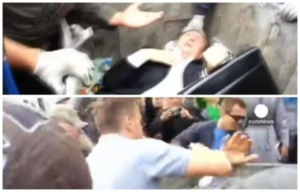 Video: Manifestantes lanzan a diputado a un basurero