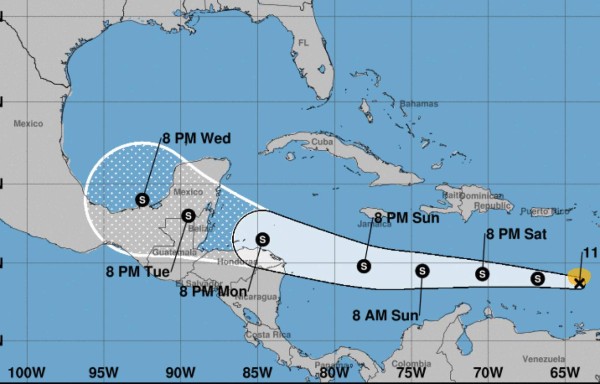 Harvey pasará cerca de las costas de Honduras