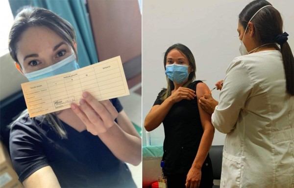 Enfermera hondureña recibe vacuna contra covid 19 en Costa Rica