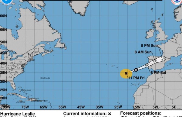 El huracán Leslie amenaza a Portugal y España
