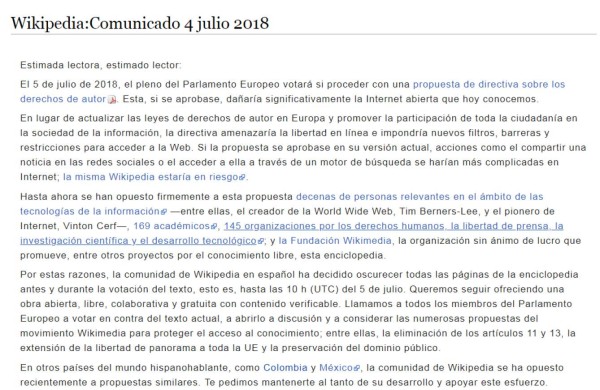 Wikipedia cierra sus operaciones de forma temporal