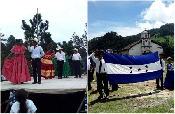 Desfiles y danza folklórica en celebración de las Fiestas Patrias en Gualcinse, Lempira