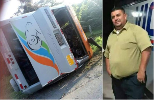 Motorista muere al volcar el bus de Cristina que conducía