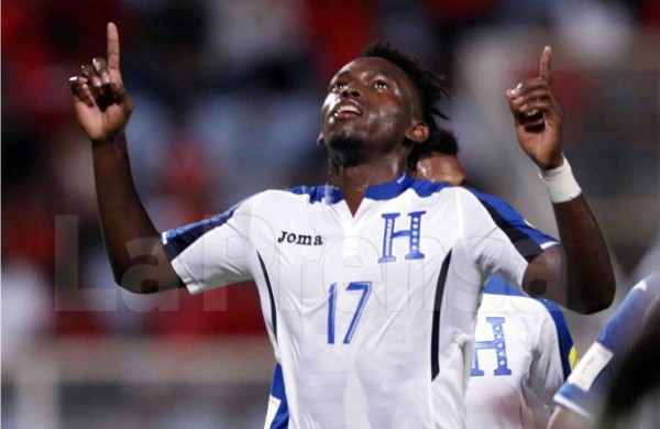 Alberth Elis celebrando su gol contra Trinidad y Tobago. Foto Delmer Martínez/Enviado Especial